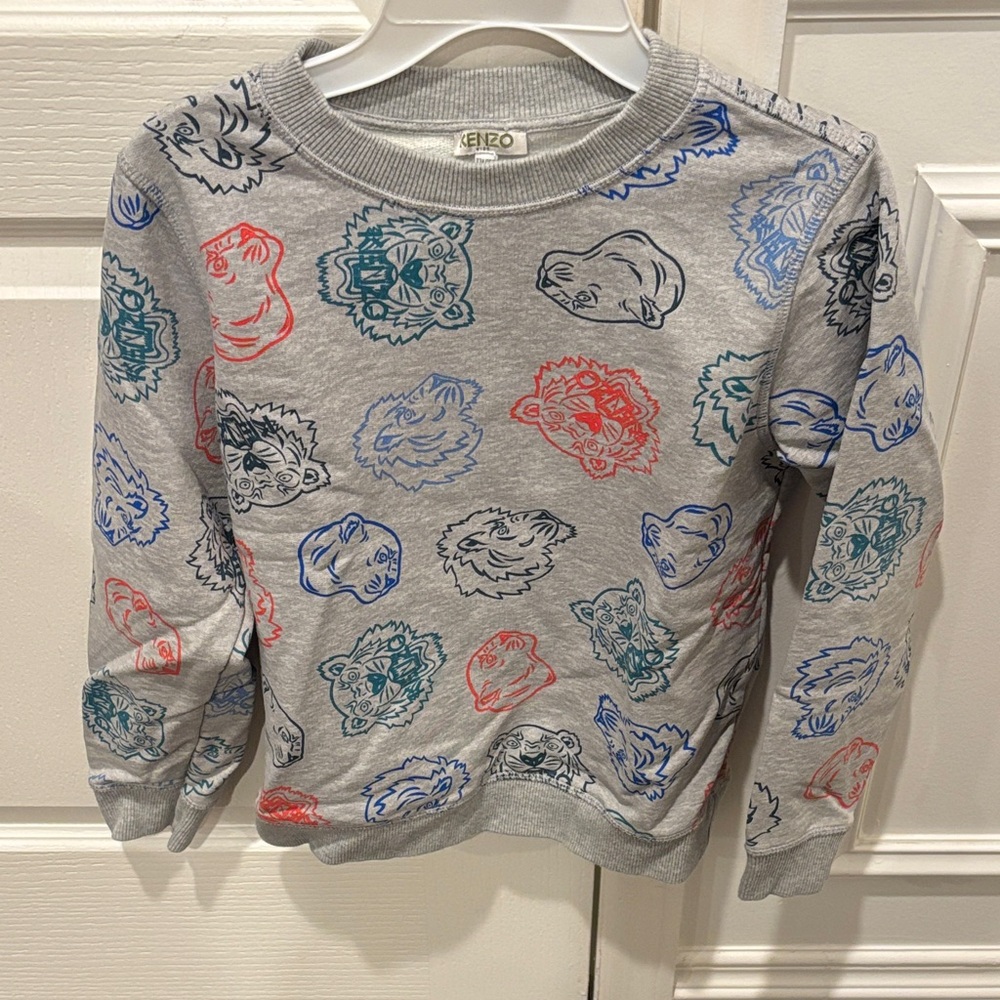 Kenzo Kids Sweatshirt - Gray with Multicolor Animal Prints